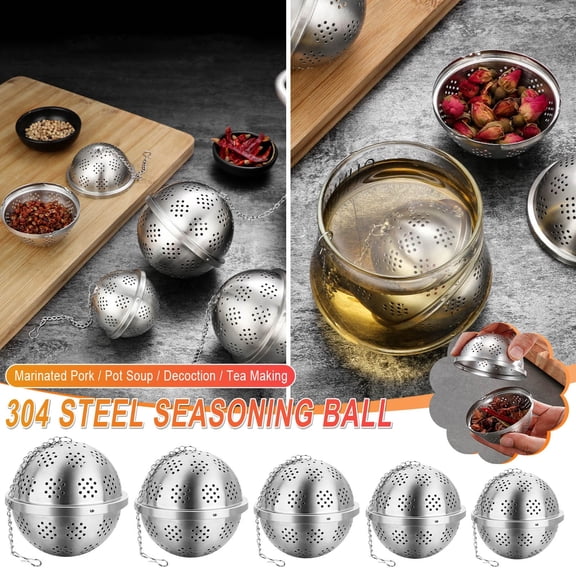 HBBKVI Tea Infuser, Stainless Steel Ball Mesh Tea Strainer, Pendant Tea Ball Tea Filter with Extended Chain Hook for Brew Fine Loose Tea and Spices & Seasonings