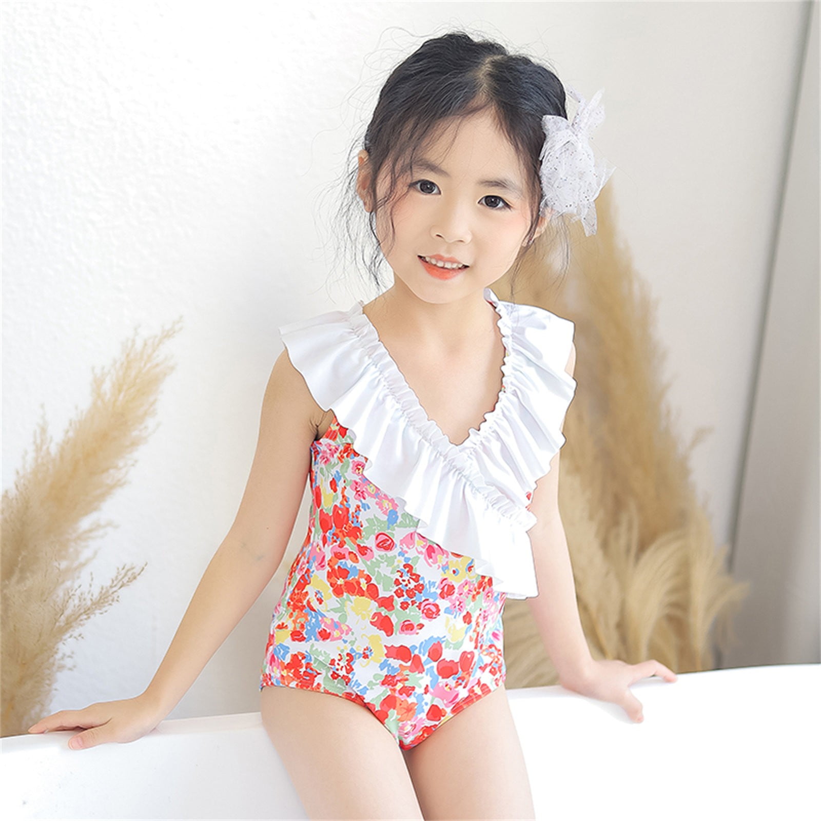 Girls Swimsuit Girls Swimsuit Ruffle Bathing Suit Girls Fllower