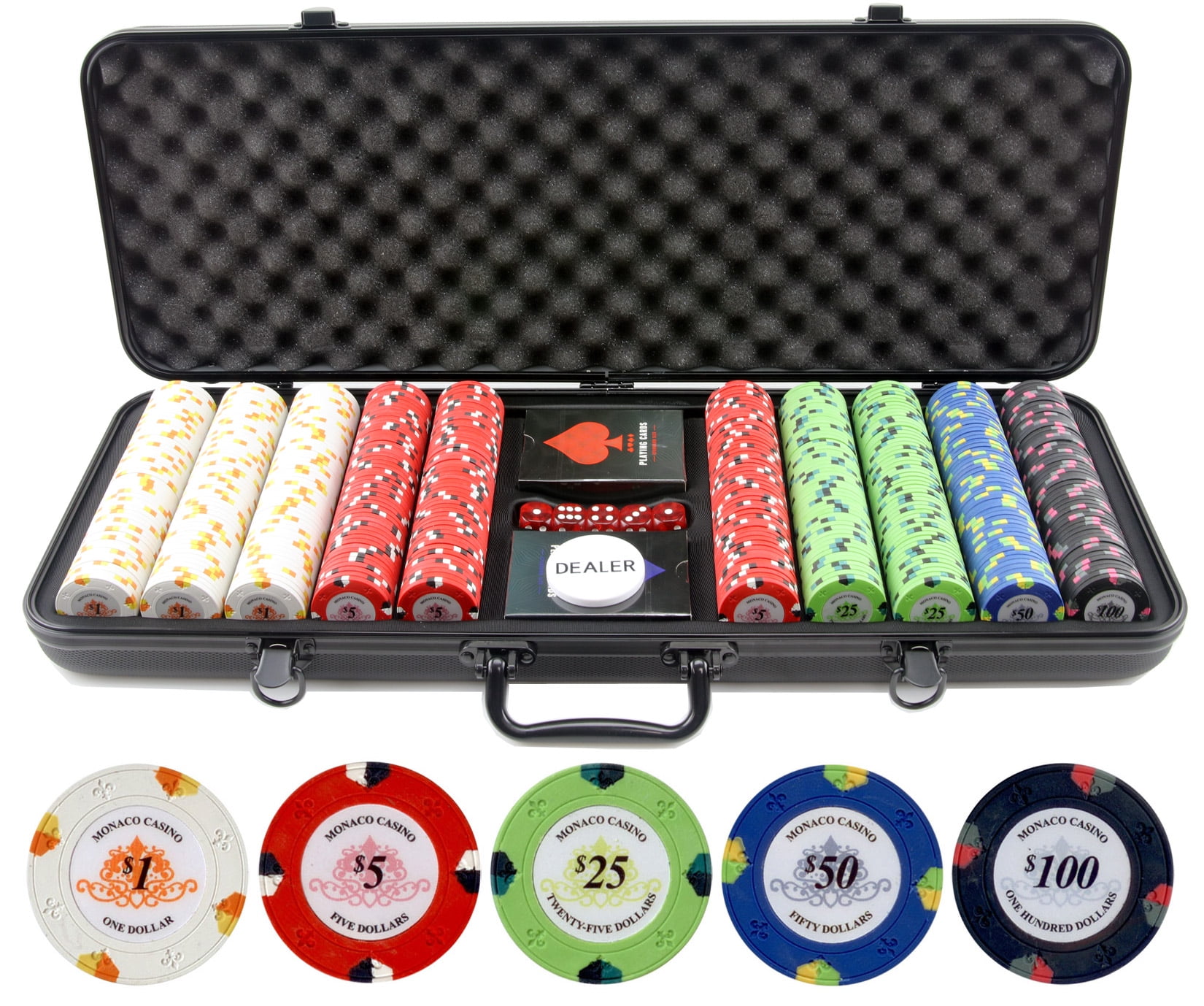 Crown Casino 500 Piece 13.5g Clay Poker Chips Set with Colored