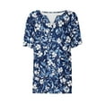 thumbnail image 6 of Kctiaxy Navy Hawaiian Shirts for Women V-Neck Button Collar Short Sleeve Shirts Fashion Beach Floral Summer Tops Casual Pullover Blouse XXL, 6 of 6