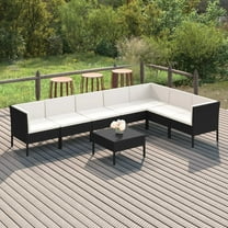 vidaXL 8 Piece Patio Lounge Set with Cushions Poly Rattan Black