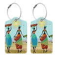 thumbnail image 3 of Disketp 1 Luggage Tag For Suitcase,African Women In Mountain Landscape Leather Baggage Tag With Stainless Steel Loop Privacy Cover For Women Men Girls, 3 of 5