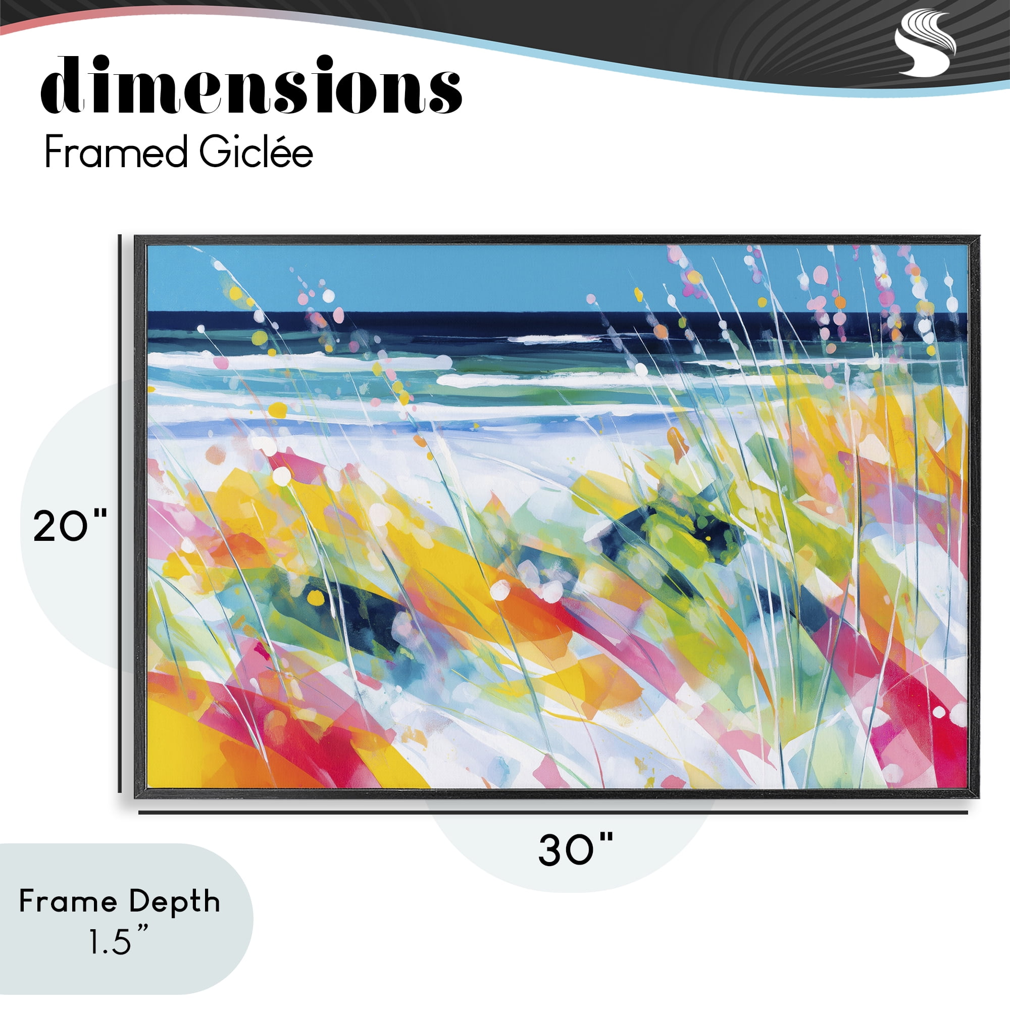 Stupell Industries Sea Oats & Ocean Breeze Abstract Black Framed Giclee Art, design by Chromatic Storm Studio
