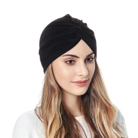 EliteGoogv Womens Pre Tied Turban Cap Knot Headwrap Solid Color Soft Stretchy Headwear For Women Daily Casual Hair Cover Hijab Hat
