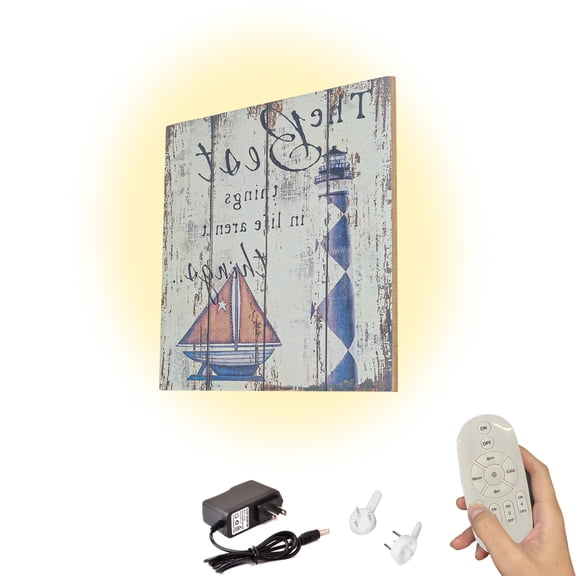 Kiven Led Wooden Wall Lamp, Battery Operated Wall Lights with Remote Control,Stepless Dimming Single Modern Rechargeable Corner Lights