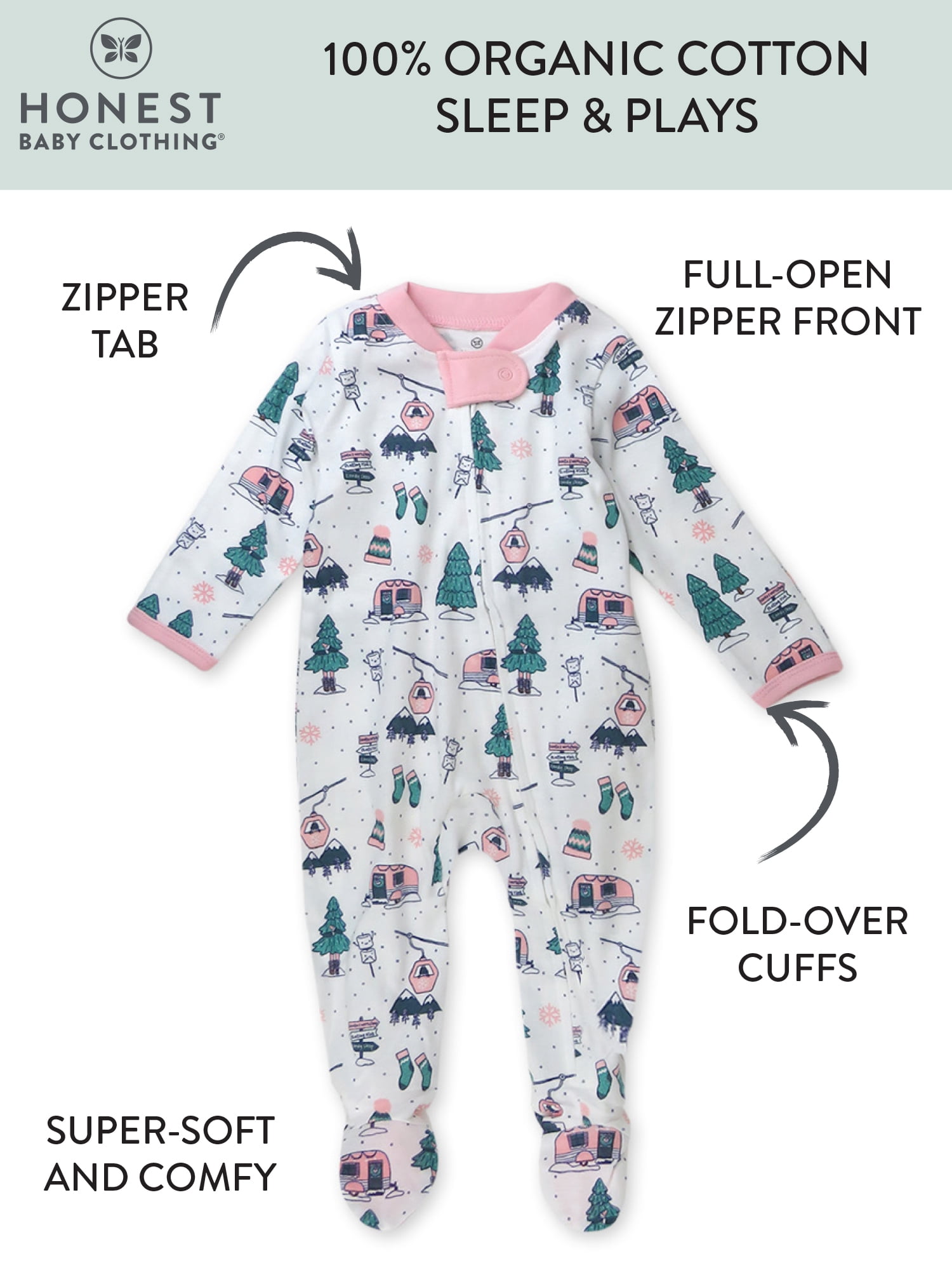 Honest Baby Clothing Gender Neutral Organic Cotton Holiday Sleep N Play, Sizes Newborn-9 Months