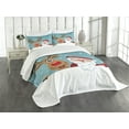 thumbnail image 3 of Ambesonne Santa Quilted Bedspread Set 3 Pcs, Rudolph Deer Greeting, Queen Size, Multicolor, 3 of 5