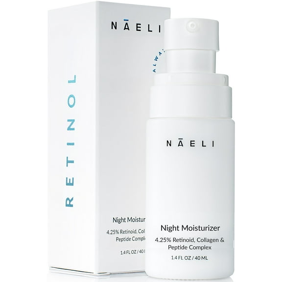 NAELI Retinol Night Cream for Face with Anti Aging Collagen & Peptide Complex, Reduces Wrinkles & Evens Skin Tone 1.4 oz.