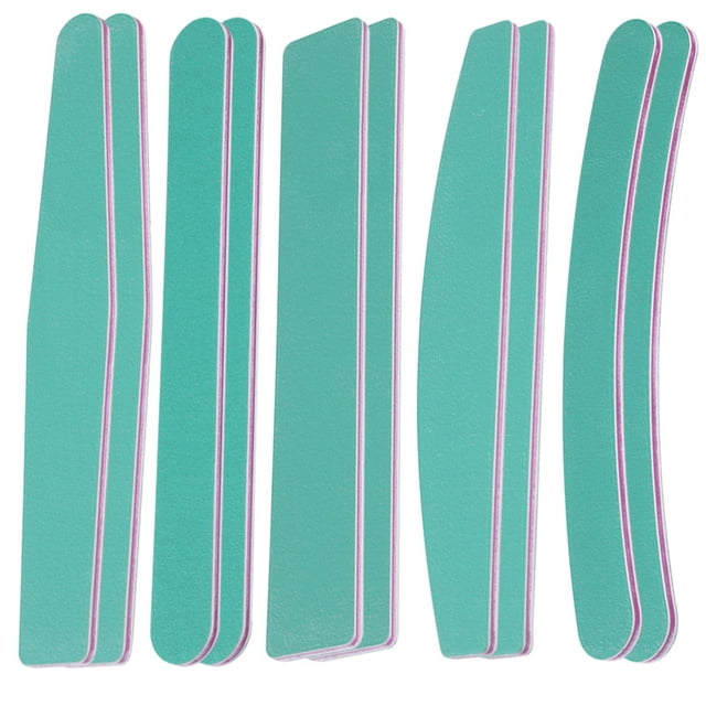 Lima de uñas 100/180, 10 piezas de limas de uñas para uñas naturales en 5 formas, lima de uñas para uñas acrílicas, juego de manicura y pedicura verdeCantidad: 15 piezas;