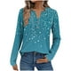 thumbnail image 2 of Ailaofu Long Sleeve Shirts for Women V Neck Henley Tops Fall Fashion Basic Trendy V-neck Printed Casual Tops, 2 of 6
