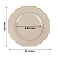 thumbnail image 3 of Efavormart 10 Pack | 11" Taupe Hard Plastic Dinner Plates, Disposable Tableware, Baroque Heavy Duty Plates with Gold Rim, 3 of 11