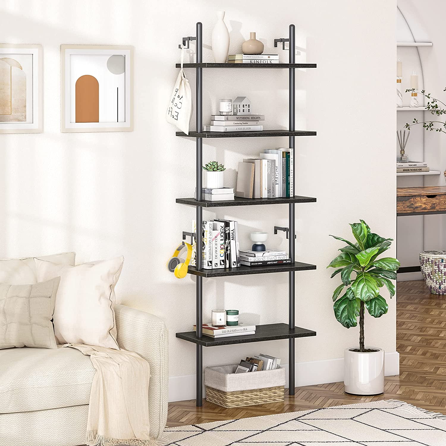 Ladder cheap wall bookshelf