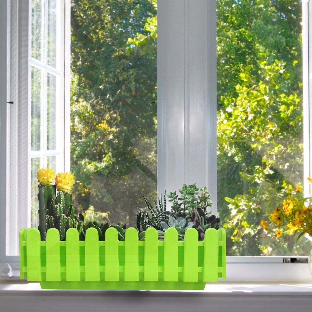 CRILSTYLEO 2Pcs Large Plastic Rectangular Planter Boxes for Vegetable and Herb Gardening Outdoors
