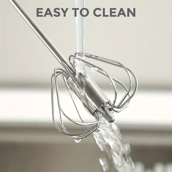 10-Inch Stainless Steel Push Whisk, Semi-Automatic Hand Press Egg Beater for Mixing Eggs, Cream, Batter, Coffee and Sauces