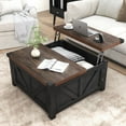 thumbnail image 3 of ChVans 35.6" Square Lift Top Coffee Table, Farmhouse Coffee Table with Storage & Charging Ports, Wood Center Table w/Large Hidden Space for Living Room Home Office, 3 of 8