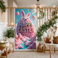 thumbnail image 6 of Easter Themed Egg Shaped Banner with Cityscape Inside Happy Easter Lettering Butterflies Clouds and Rainbows Background Party Decorations Easter Celebrations Photography Props Spring Events, 6 of 7