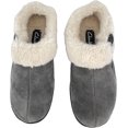 thumbnail image 3 of Clarks Womens Suede Leather Slipper with Gore and Bungee JMH2213 - Warm Plush Faux Fur Lining - Indoor Outdoor House Slippers For Women (Grey Premium Suede, 7), 3 of 5
