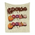 thumbnail image 1 of Cookie Soft Flannel Fleece Throw Blanket, Cookies Font Bakery Theme Delicious Doodle Cupcakes Ornamented with Cream Image, Cozy Plush for Indoor and Outdoor Use, 50" x 70", Multicolor, by Ambesonne, 1 of 6