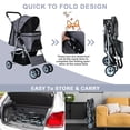 thumbnail image 2 of CL.HPAHKL Dog Stroller, 4 Wheels Foaldable Cat Stroller Dog Cat Cage Jogger Stroller for Medium Small Dogs Cats, Pet Stroller with Storage Basket and Cup Holder Portable Lightweight for Travel, 2 of 8
