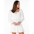 thumbnail image 5 of Celebrity Pink Women's Long Sleeve Square Neck Lace Trim Top, Sizes XS-XXXL, 5 of 6