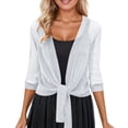 thumbnail image 2 of CAIXIA Shrug Cardigan For Women Tie Front Shrugs Cropped Summer Lightweight Sheer Knit Bolero Cardigan Sweaters, 2 of 3