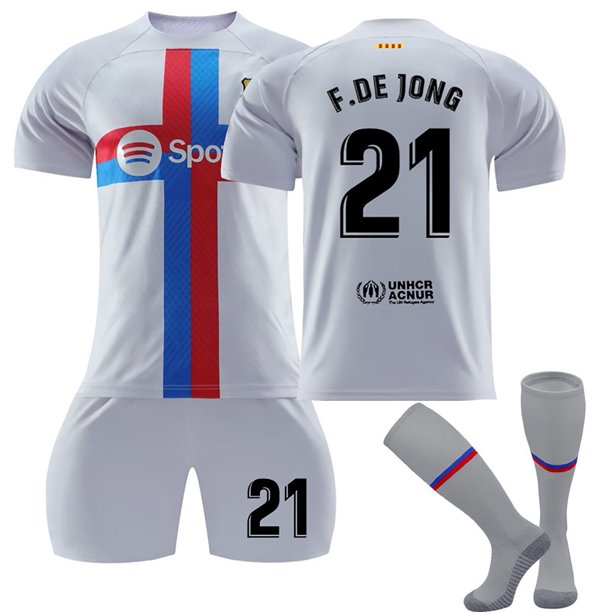 Jersey de Futbol KEVCHE 2223 FC Barcelona 3 Piezas Set Camiseta Niño F.DE JONG #21