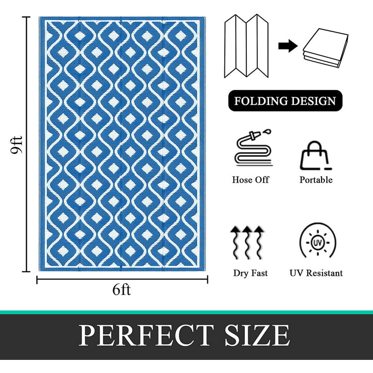 Findosom 9'x12' Large RV Outdoor Mat Reversible Outdoor Rug Patio