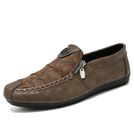 

Doug Shoes Four Seasons Single Shoes Retro Zipper Casual Shoes Men‘s Shoes Slip-on Lazy Shoes Soft Sole Driving Shoes