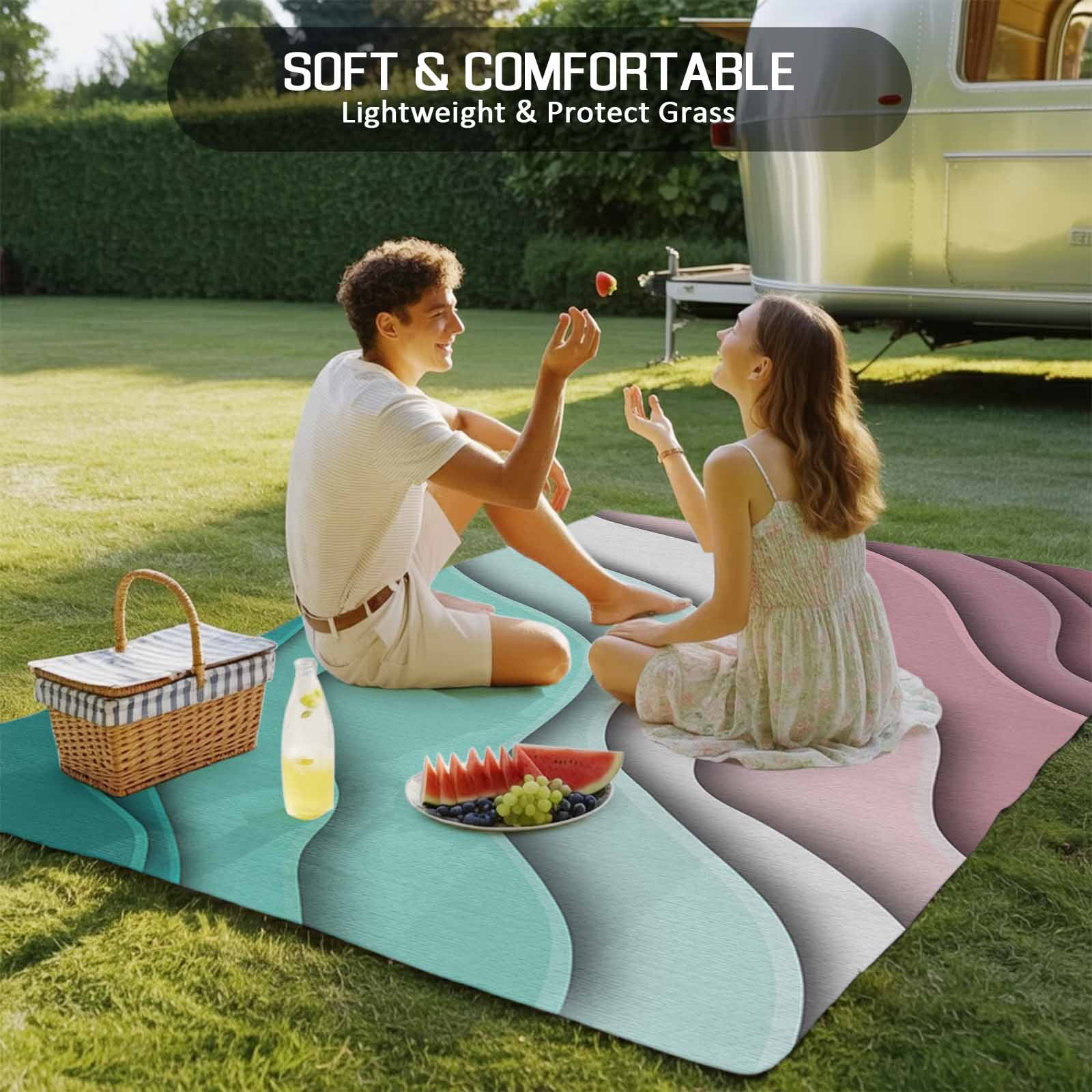 5' x 8' Outdoor Rug, Green Ombre Outdoor Washable Rug Large Floor Carpet, Modern Geometric Abstract Dark Red Cream Non Shedding Area Rug for Outside Patio RV Porch Deck Balcony Camping Living Room