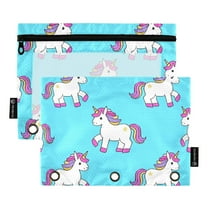 ALAZA 2 Pack Pencil Pouch Unicorn Cute Pencil Case for 3 Ring Binder Clear Window Pencil Bag Organizers