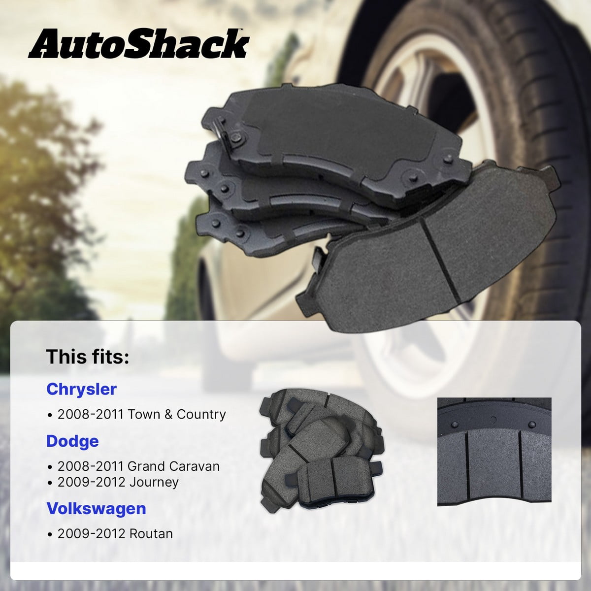 AutoShack Front & Rear Ceramic Brake Pad Set for Dodge & Chrysler, Grand Caravan 2008-2011 Town & Country 2008-2011 Journey 2009-2012, FWD AWD L4 2.4L V6 3.3L 3.5L 3.6L 3.8L 4.0L