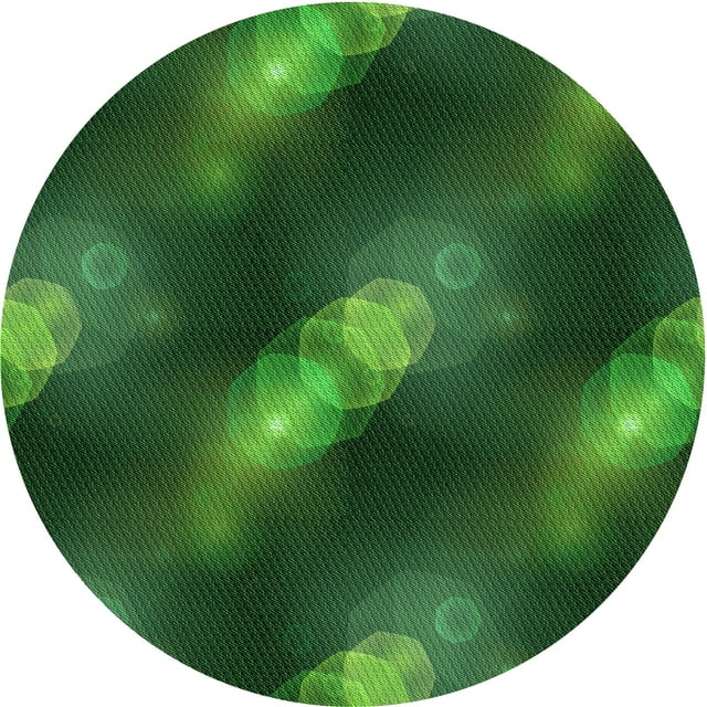 Ahgly Company Machine Washable Indoor Round Transitional Deep Emerald Green Area Rugs, 5' Round