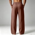 thumbnail image 4 of Men Solid Drawstring Wide Leg Sweatpants, Loose Casual Track Pants, Elastic Waist Athletic Jogger Trousers With Side Pockets For Daily Street Wear Brown 2XL, 4 of 6