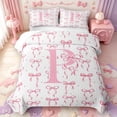 thumbnail image 2 of Manfei Monogrammed P Design Twin Quilt Set,Pink Dreamy Bowknot Twin Coverlet Set,3 Pieces,1 Bedspread and 1 Pillowcase, 2 of 7