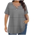 thumbnail image 1 of Tops de Manga Corta de Tamaño Más de las Mujeres, Blusas de Cuello en V Impresas de Verano de Moda para Uso Casual, Diario Y de Fiesta, 1 of 8
