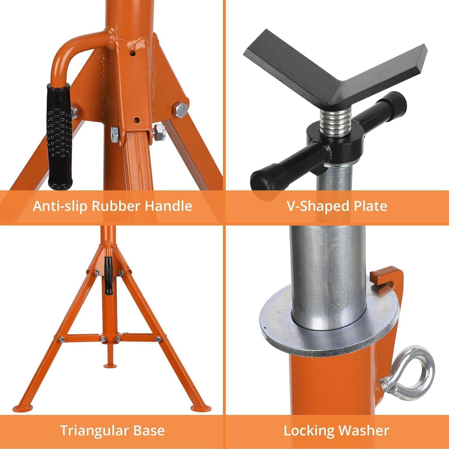 28''-52'' Adjustable Folding Pipe Stand, Extra Tall Car Jack Stand, 2500 lbs Load Capacity,for Welding, Automotive, and Construction Projects,
