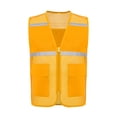 thumbnail image 1 of RUNQHUI Men Women Zipper High Visibility Reflective Safety Vest Construction Work Mesh Fabric Work Clothes Earthy Yellow 175, 1 of 5