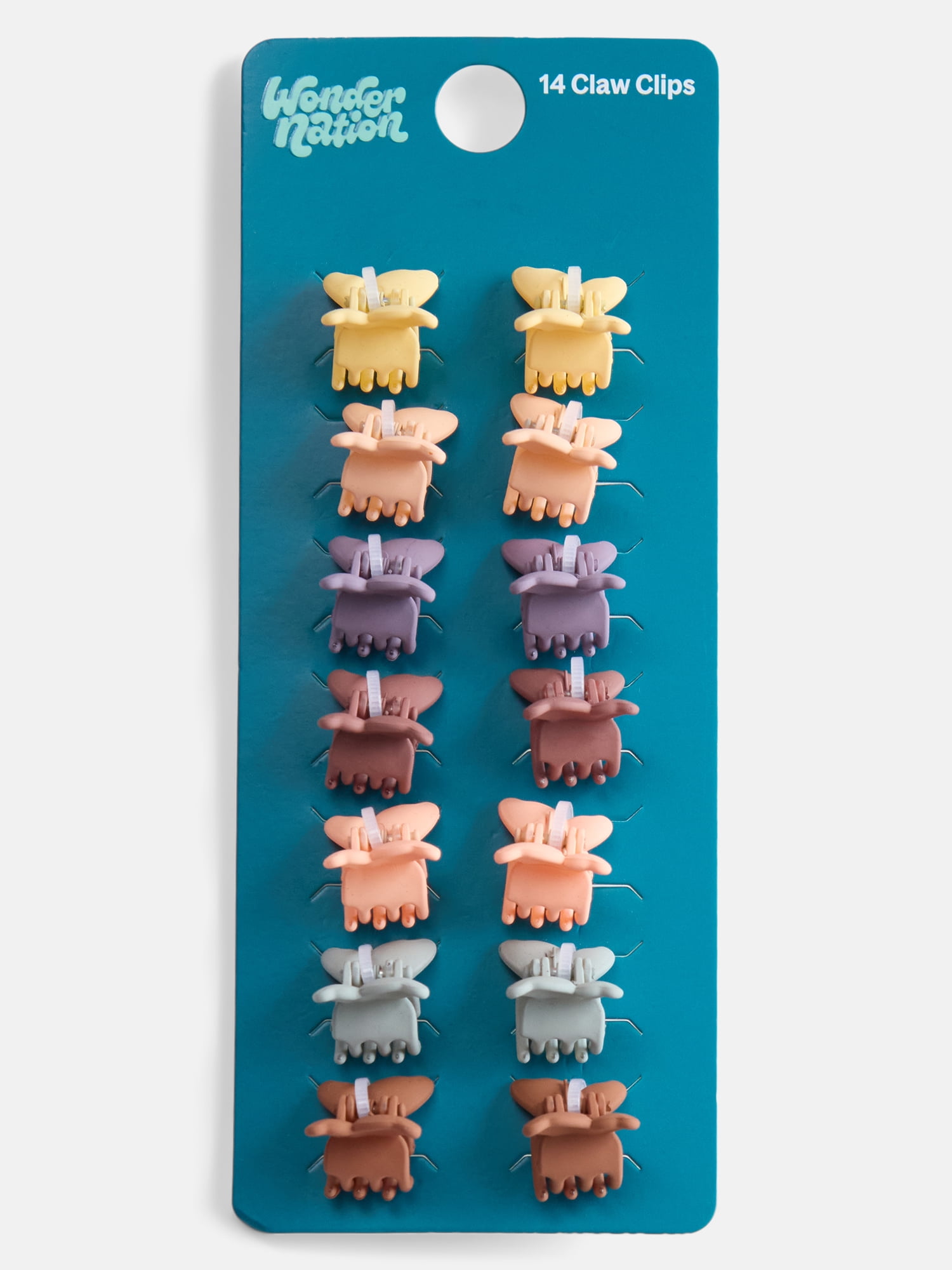 Wonder Nation Girls Butterfly Mini Hair Claw Clips Set, 14-Piece, Multi