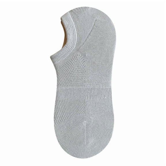 Nvzi-a 3 pairs of Men's No Show Socks Non-Slip Silicon Grip Moisture Wicking Low Cut Invisible Casual Socks，Light Grey