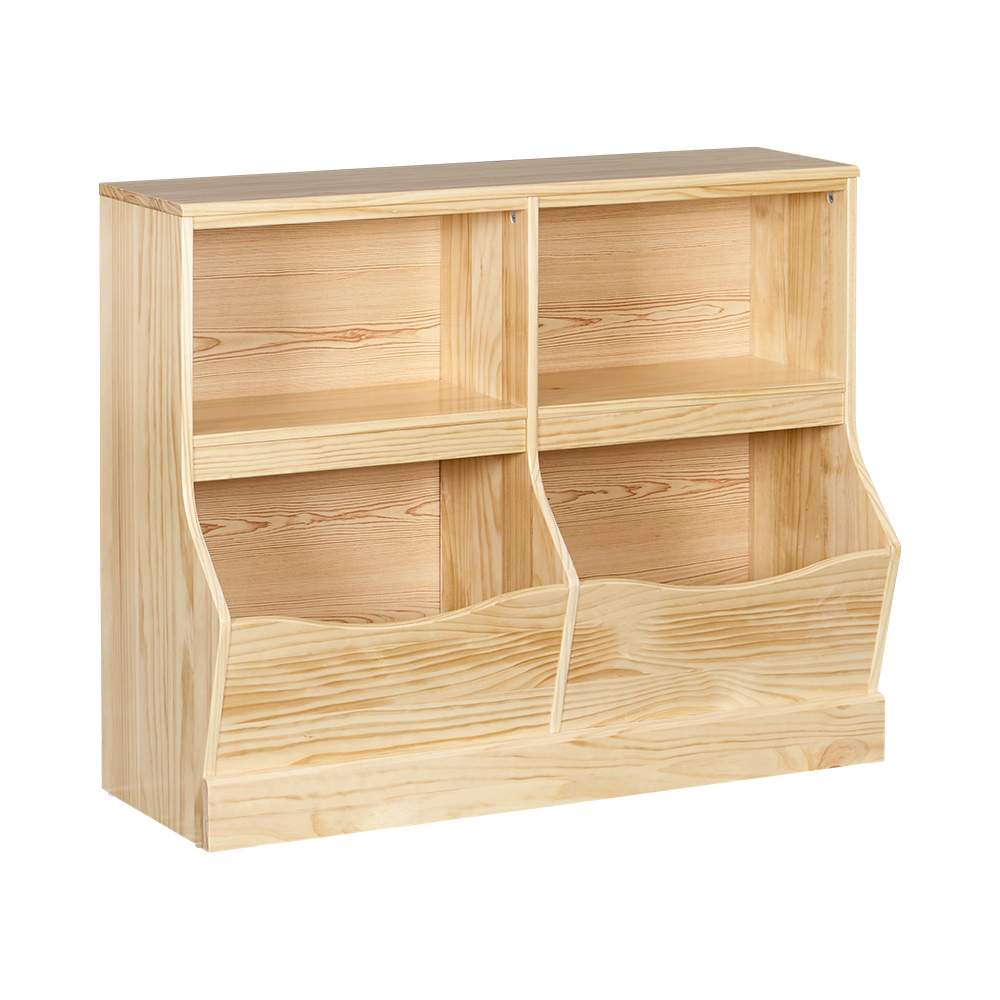 MUSEHOMEINC Wood Toy Storage with 4 Open Toy Storage Shelf