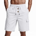 thumbnail image 2 of DDAPJ pyju Men's Cargo Shorts Lightweight Drawstring Hiking Shorts Straight Leg Work Shorts with Multi Pockets White L, 2 of 6