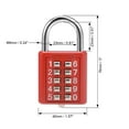 thumbnail image 2 of Uxcell 10-Digit Combination Padlock Push Button Locker Locks Zinc Alloy Steel Red 2Pcs, 2 of 5
