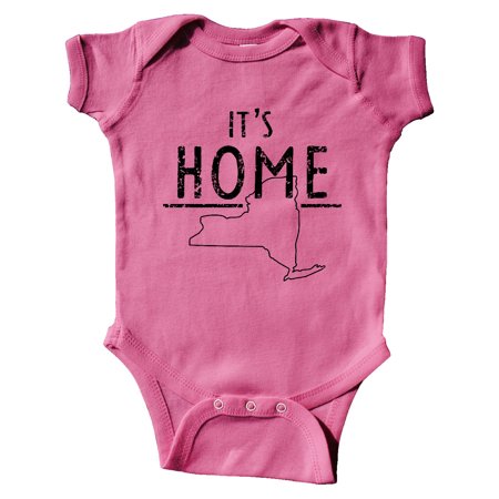 

Inktastic It s Home- State of New York Outline DIstressed Text Gift Baby Boy or Baby Girl Bodysuit