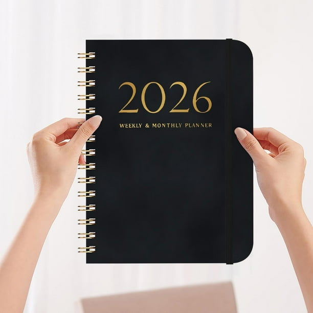 Libreta de planificación A5, cuaderno de espiral, correa de cuero, tarjeta de autodisciplina impresa, cubierta resistente, diseño portátil, ideal para la oficina, planificación de horarios,
