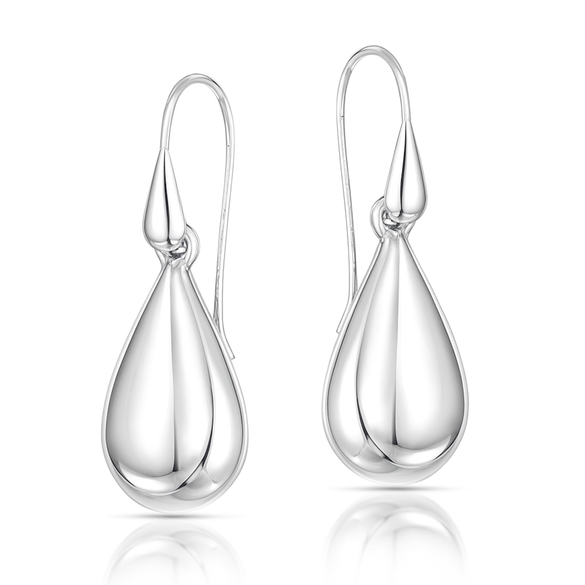 Vintage Boho Chic Teardrop .925 Sterling Silver Dangle Earrings