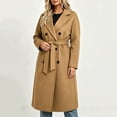 thumbnail image 6 of Enjoytime Trench Coat Women Lapel Double Breasted Long Overcoat with Belt Long Sleeve Trendy Casual Fashion Fall Winter Outerwear, 6 of 7