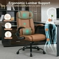 thumbnail image 6 of Office Desk Chair,Ergonomic Conference Room Chairs,Mid Back Executive Leather Chair,Comfy Computer Desk Chairs with Adjustable Flip-Up Arms and Rocking Function (Brown), 6 of 7