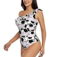 thumbnail image 2 of Haiem Cute Animal with Cow Women's One Piece Swimsuits Tummy Control One Shoulder Bathing Suits Ruffle Swimwear-Medium, 2 of 8