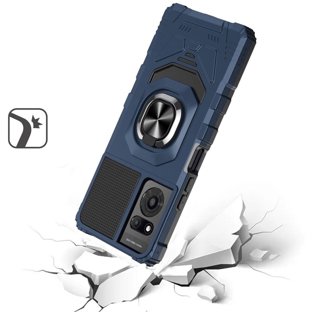 For TCL K24 Hybrid Dual Layer with 360° Rotate Magnetic Ring Stand Holder Kickstand TPU Rugged PC Shockproof Cover ,Xpm Phone Case [ Blue ]