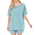 thumbnail image 7 of Busydd Pajamas for Women Set Fashion Polka Dot Two Piece Loungewear Set Round Neck Short Sleeve Tee Top and Shorts Women's Sleepwear L, 7 of 7